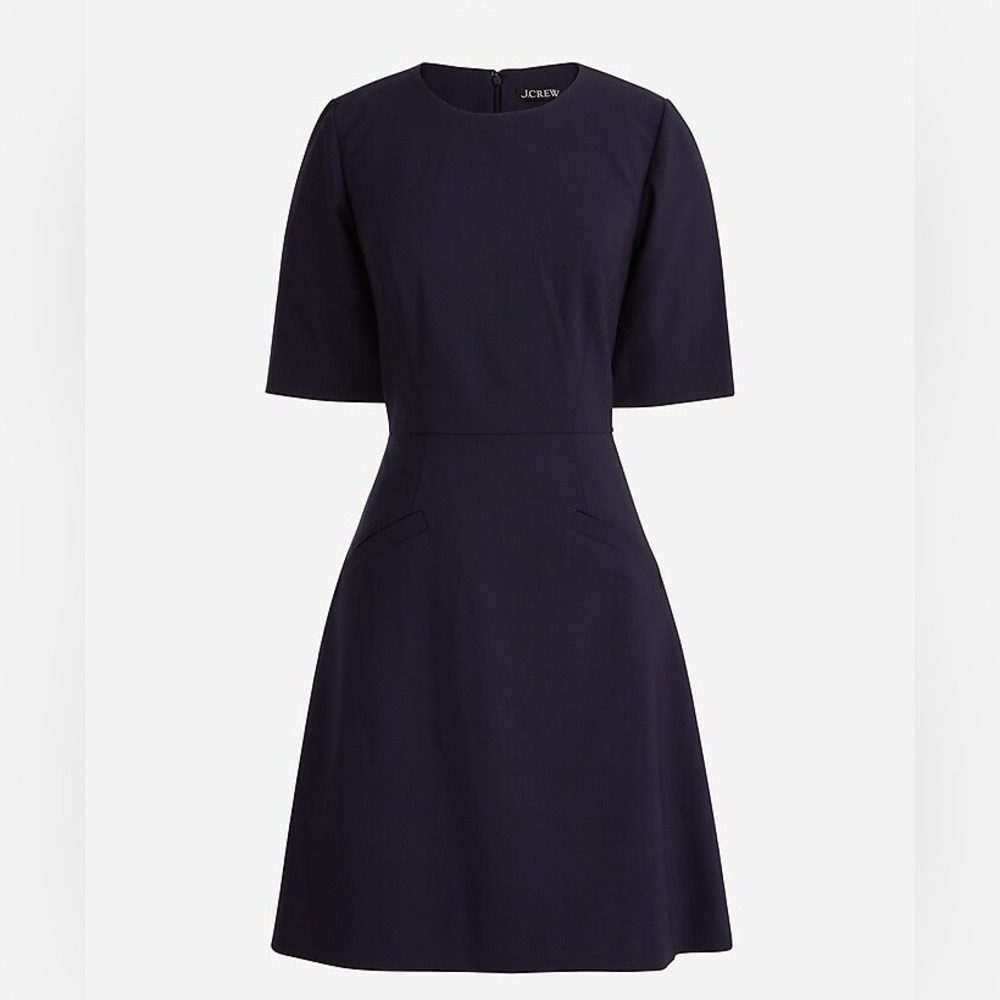 J.Crew Short-sleeve mini dress in bi-stretch wool blend EUC